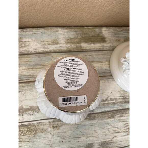 2X Bath & Body Works Candle Holders White Ceramic Squirrel & Marble-Style Lotus - Picture 5 of 14